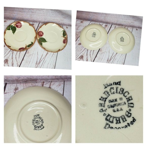 2 Hand-Decorated Saucers Made In California By Franciscan - Picture 1 of 6